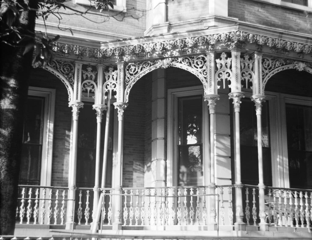 Cast ironwork porch, Mobile, Alabama. Artist Walker Evans.