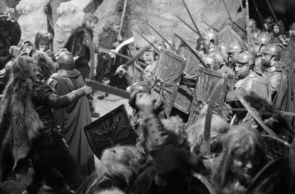 The shooting of the American film "The Fall of the Roman Empire" by Anthony Mann, 1963