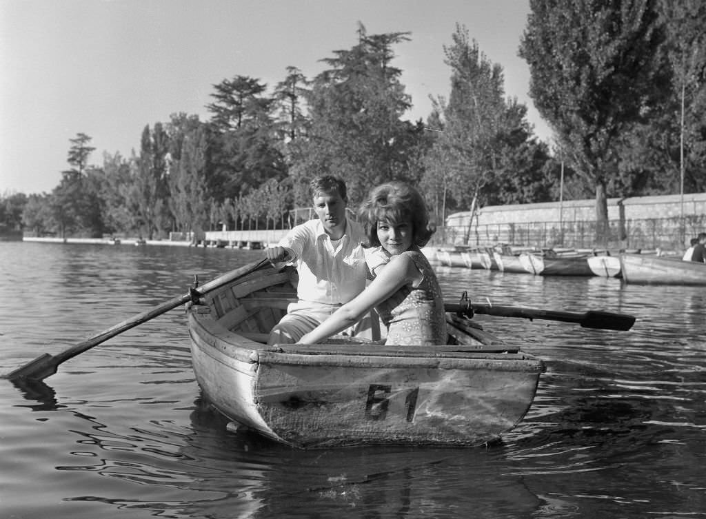 Spanish actors Gil Vidal and Maria Silva filming “I promessi sposi” according to the novel by Alessandro Manzoni, Madrid, Spain, 1964.