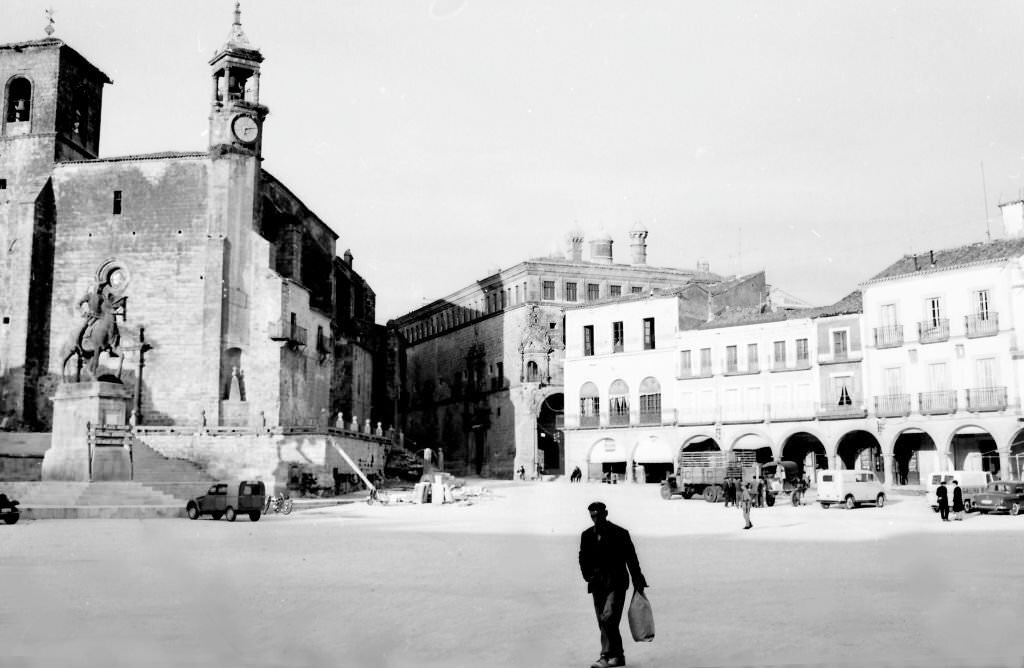 The Plaza Mayor of Trujillo, Caceres, Extremadura, 1964.