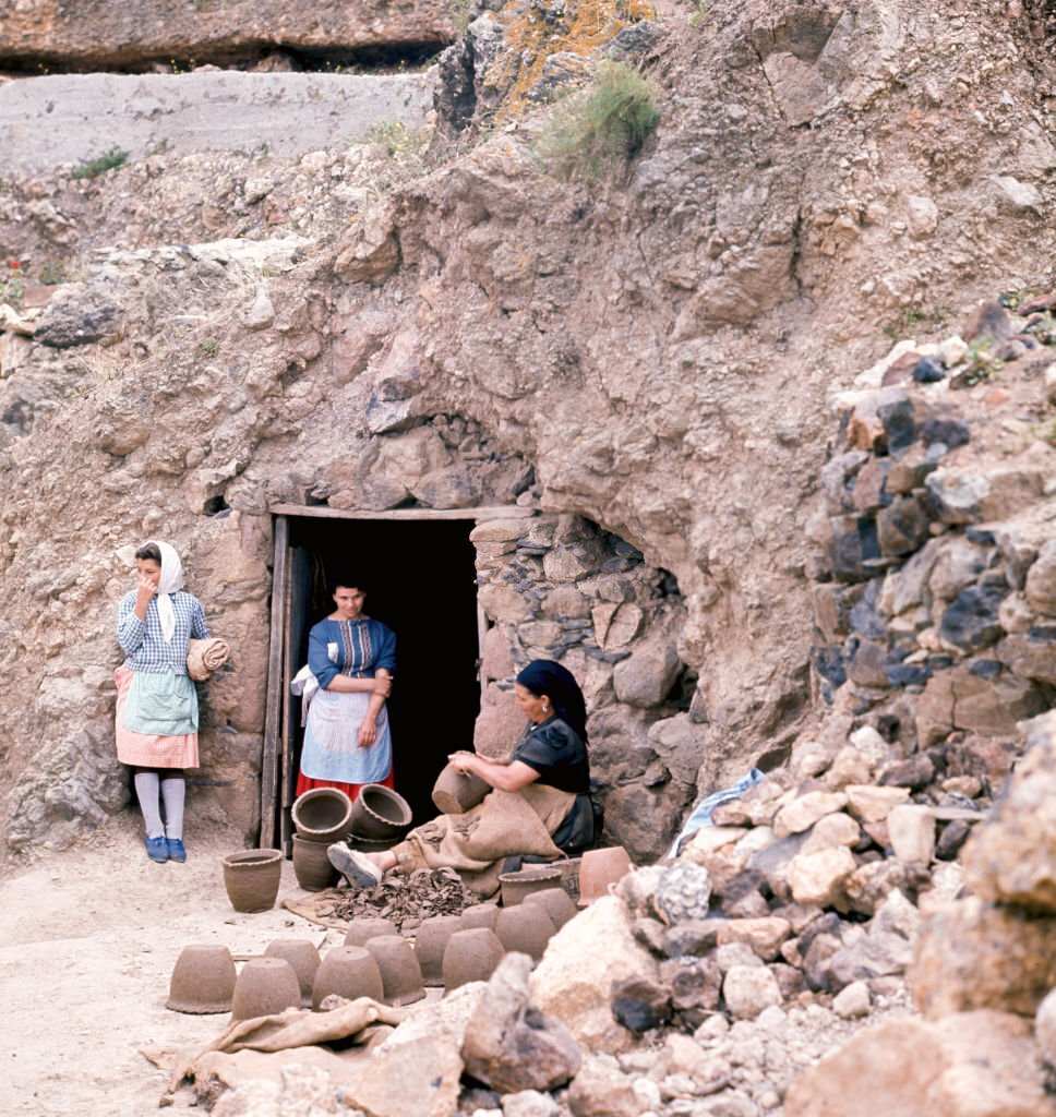 Crafts of the Guanches, Canarian aboriginals,1962, Gran Canaria, Canary Islands, Spain.