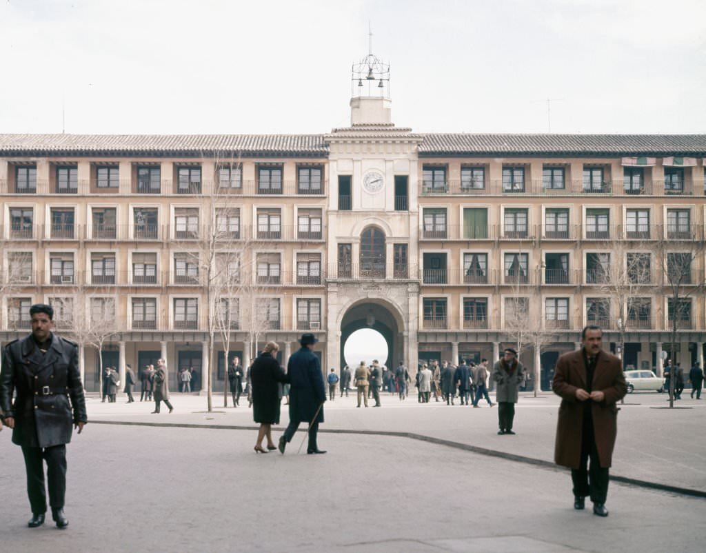 The "Plaza Mayor", 1965, Toledo, Castilla La Mancha, Spain.