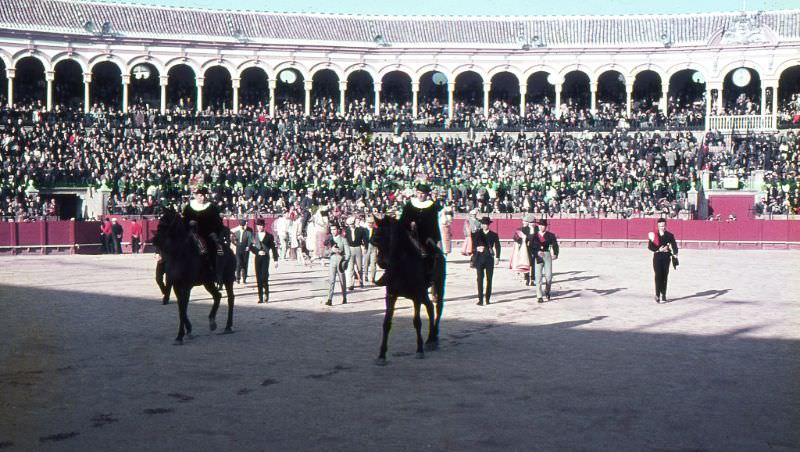 Bullfighting show is ready to begin, Seville, February 1967