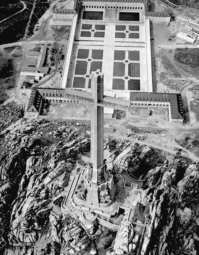 Abbey of the Holy Cross of the Valley of the Fallen, built by order of the Spanish dictator Francisco Franco in the Valley of Cuelgamuros, in San Lorenzo del Escorial, Madrid, 1960s