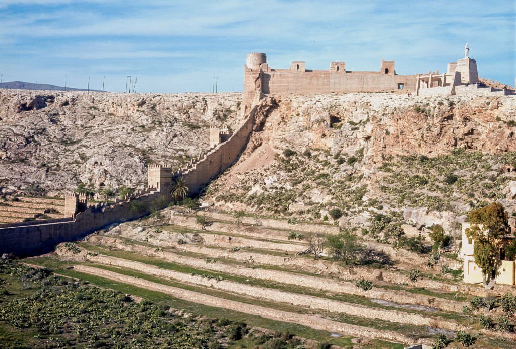 Almeria, Arab walls, 1966, Andalucia, Spain.