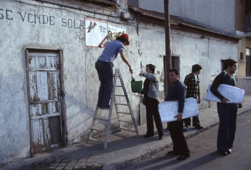 Posters of the Spanish Communist Party during the campaign for the 1977 Spanish general elections