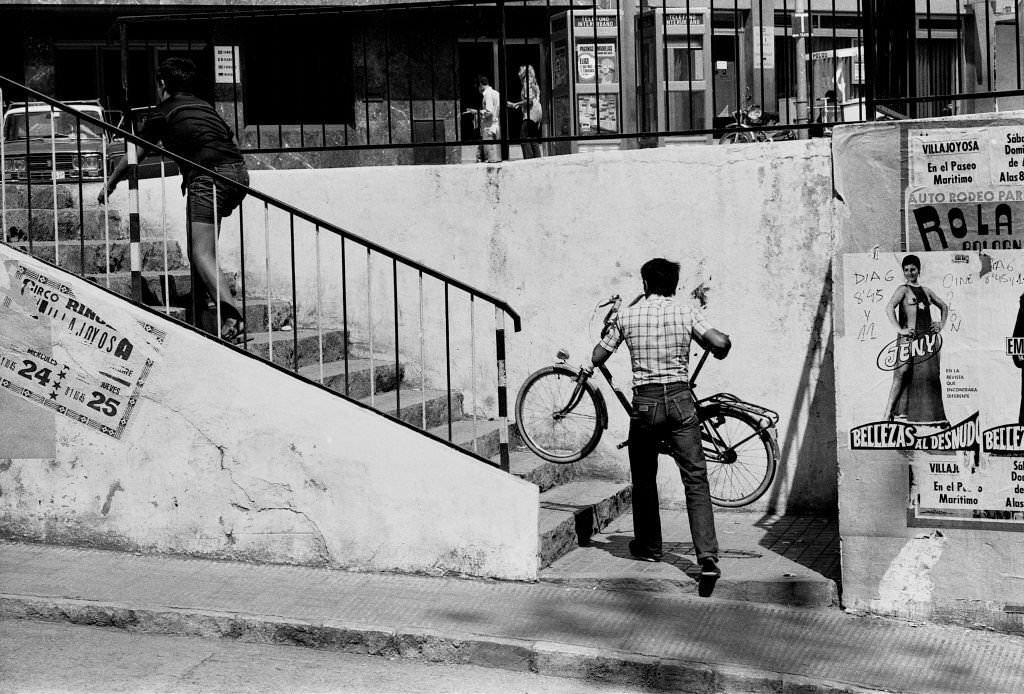 Scene of daily life in Villajoyosa in Spain, September 4, 1977