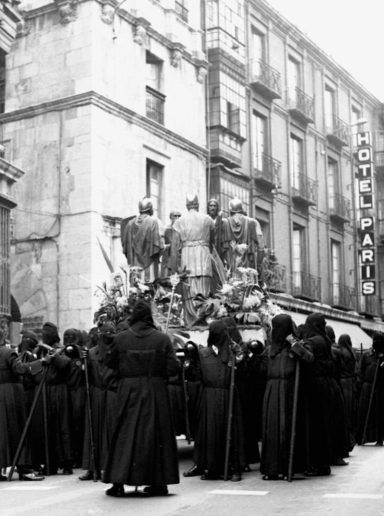Procession of Holy Week in Madrid, Spain, 1976.