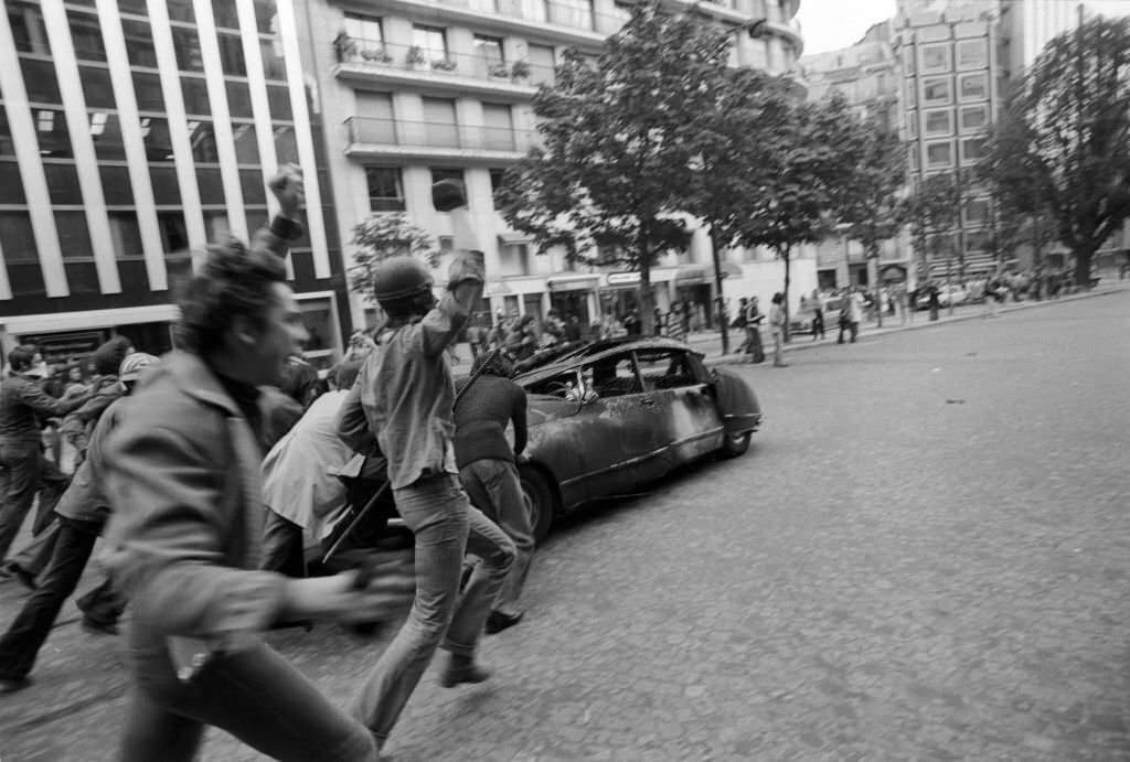 Violent demonstration during the trial of 16 Basque nationalists in Burgos, Spain, September 28, 1975.