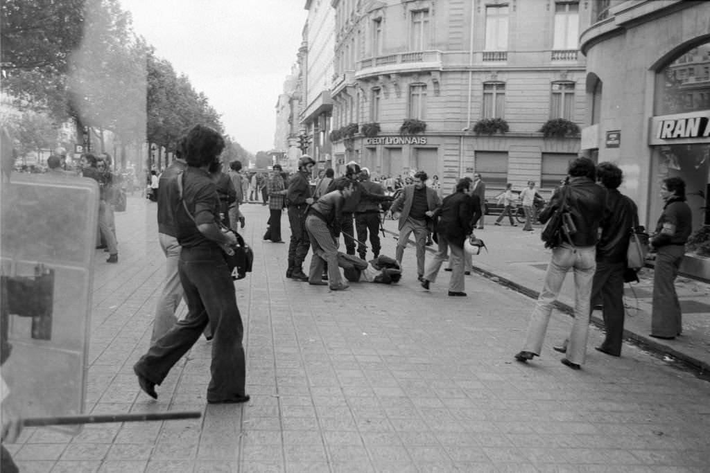 Demonstration during the trial of 16 Basque nationalists in Burgos, Spain, September 28, 1975.