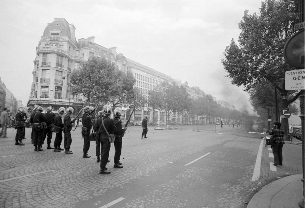 Violent demonstration during the trial of 16 Basque nationalists in Burgos, Spain, September 28, 1975.