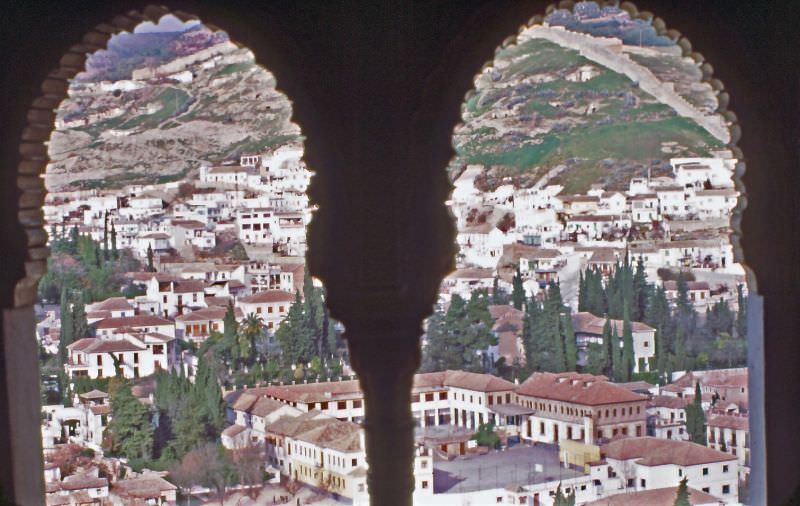 View from Oratory Alhambra, Sacromonte, Granada, Andalusia, 1977