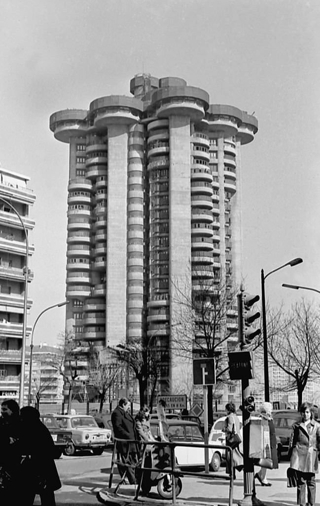 The White Towers approximately in 1970 in Madrid, Spain.
