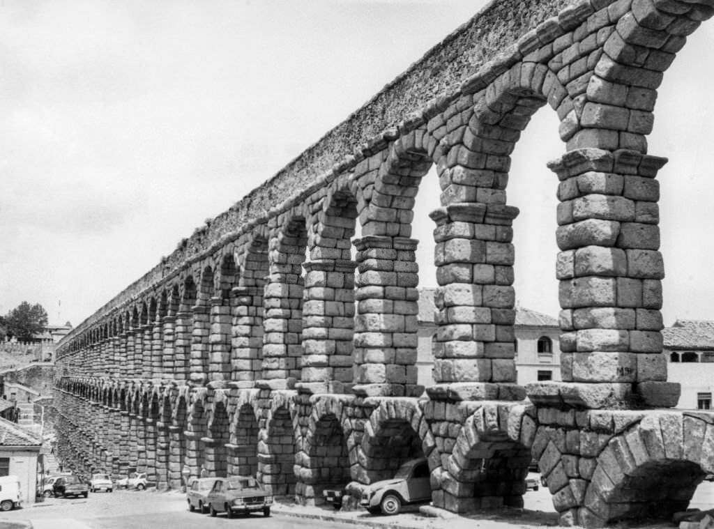 The Roman aqueduct in Segovia, Spain