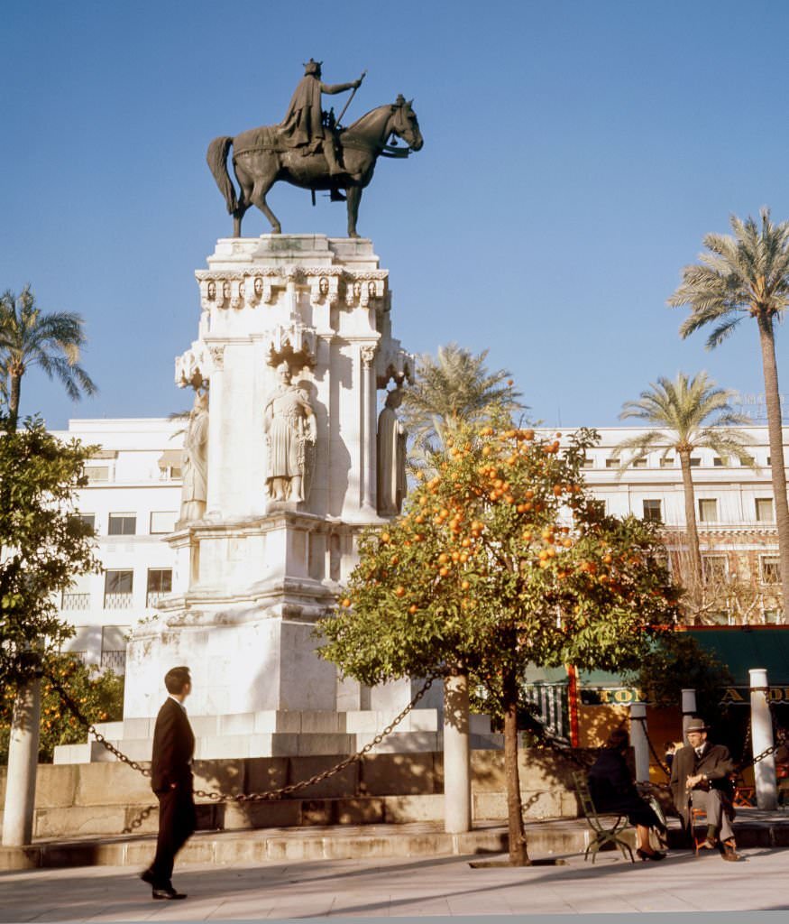 Plaza Nueva, 1970, Seville, Andalusia, Spain.