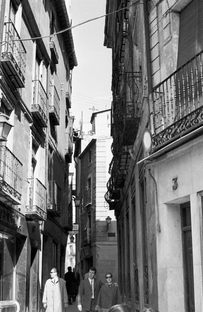 A typical little street of Toledo, 1974, Castilla La Mancha Spain.