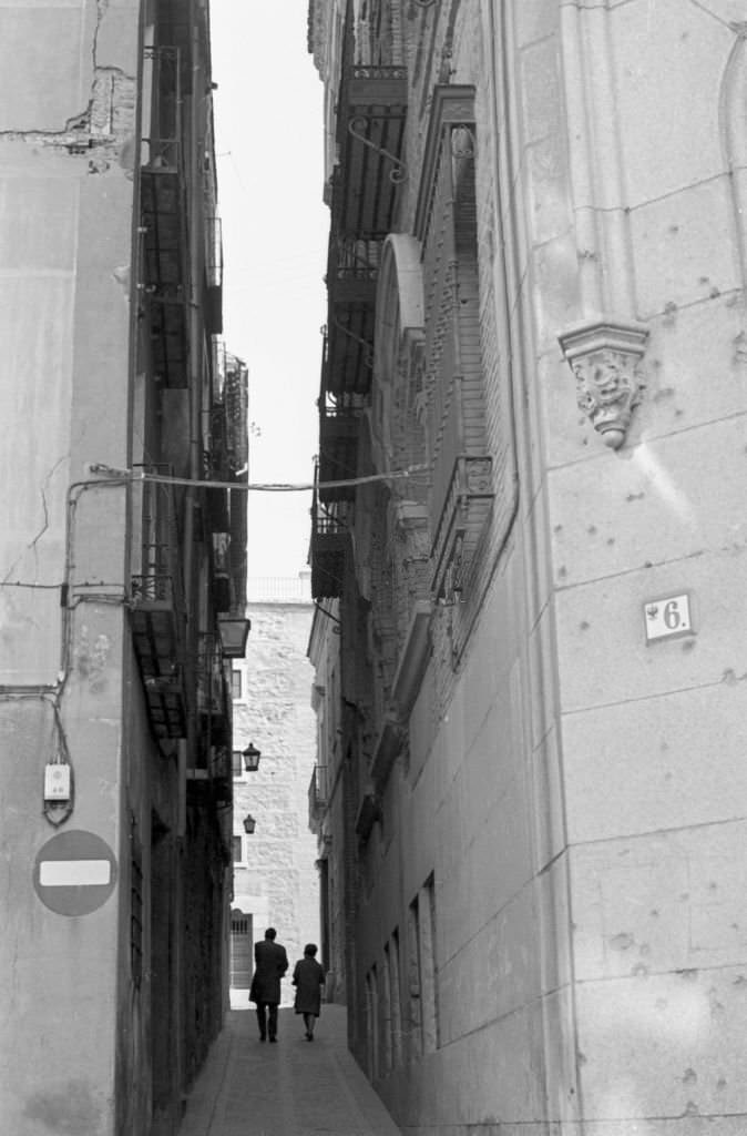 A typical little street of Toledo, 1974, Castilla La Mancha Spain.