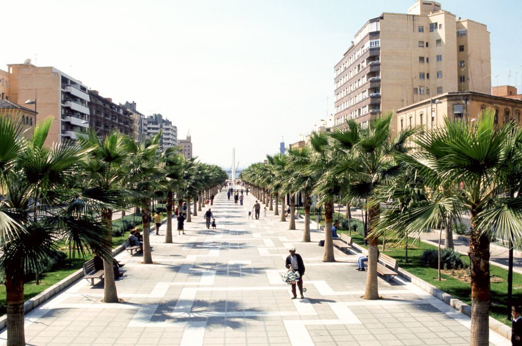 Federico Garcia Lorca Avenue, 1978, Almeria, Andalucia, Spain.