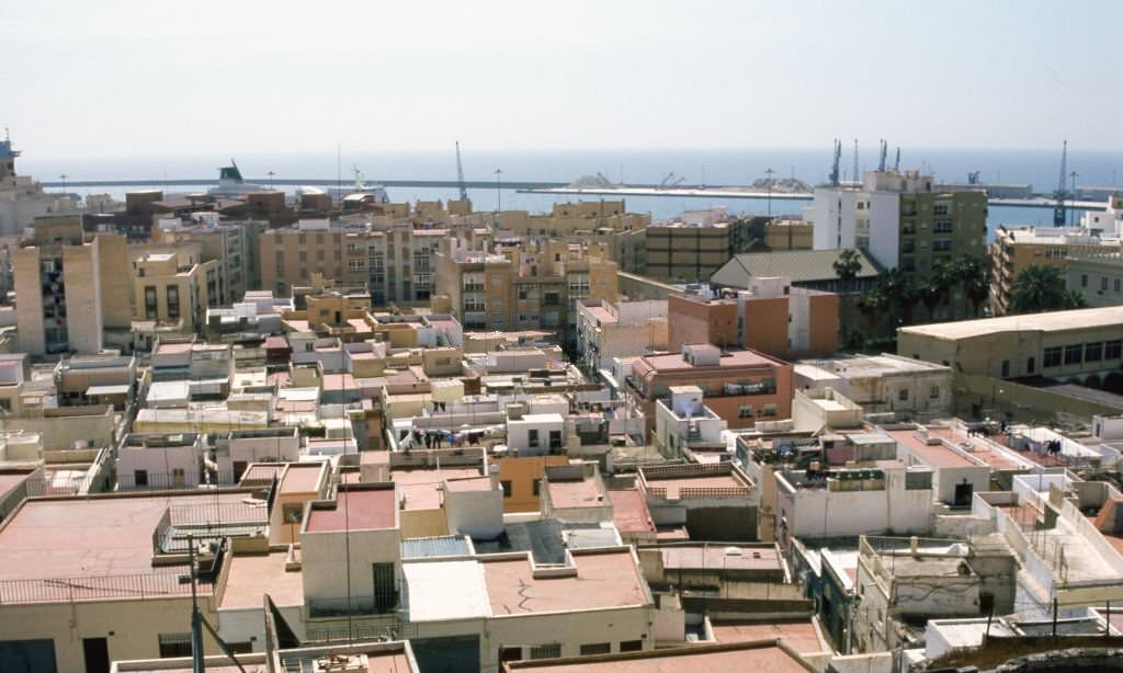 General view of Almeria, 1978, Andalusia, Spain.