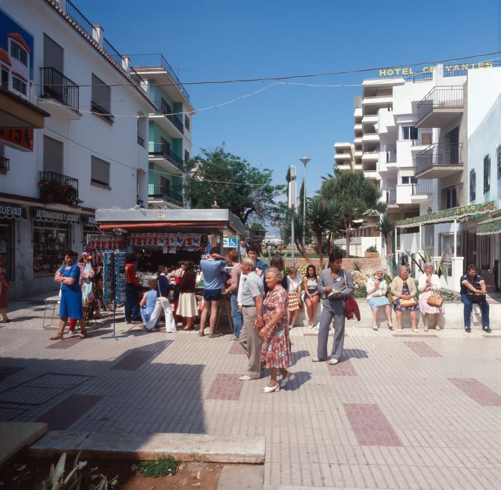 A trip to Torremolinos at the Costa del Sol, Andalusia, Spain 1980s.
