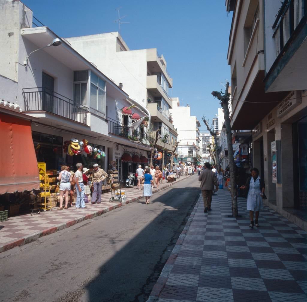 A trip to Fuengirola at the Costa del Sol, Andalusia, Spain 1980s.