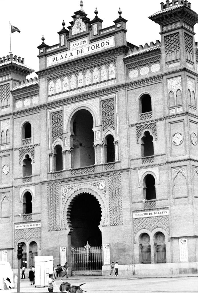 Entrance to the Las Ventas bullring in Madrid, in 1985, Spain.