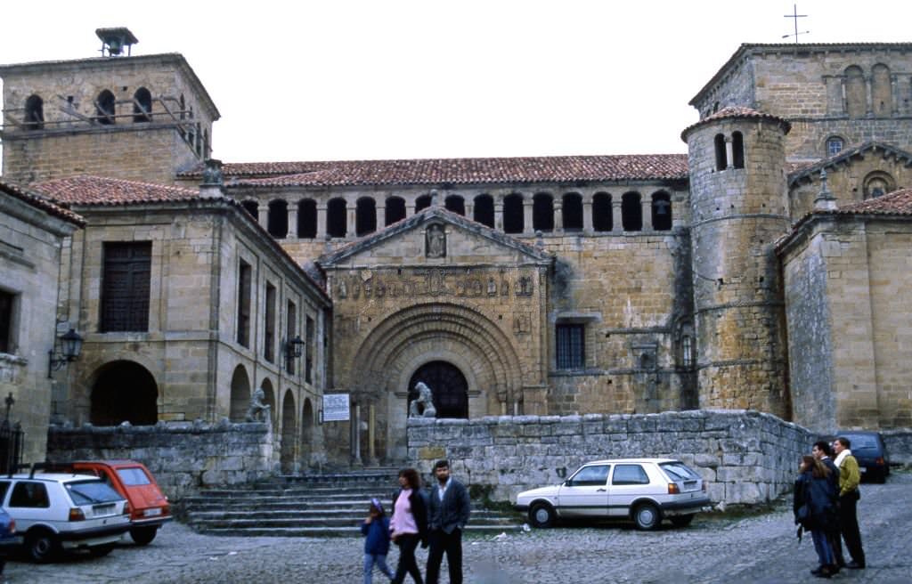 The Collegiata of Santillana del Mar is adapted to a Romanesque-style church in the 12th century on a convent of the Dominican friars, Cantabria, Spain, 1989.