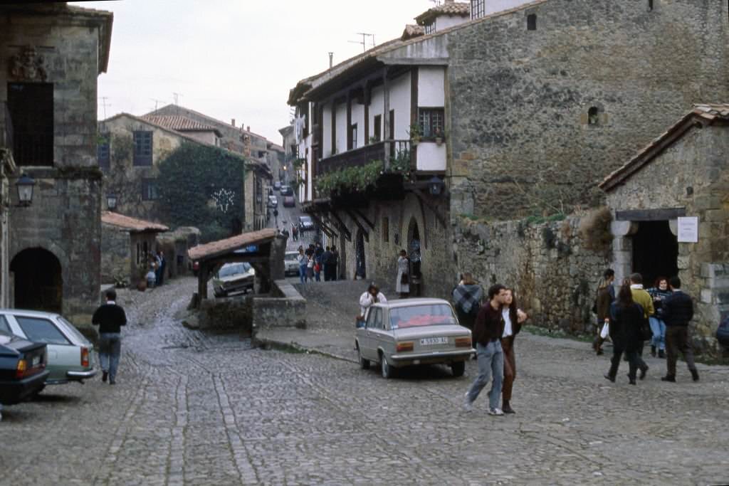 Calle del Rio in Santillana del Mar, Cantabria, Spain, 1985.