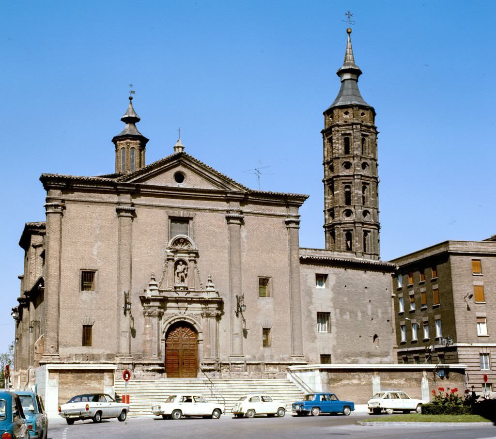Exterior view of the San Juan de los Panetes church, Zaragoza, Aragon, Spain, 1984.