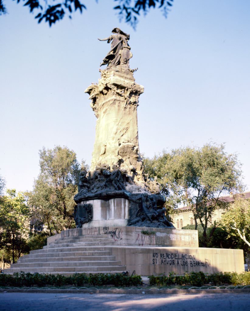 View of the Monumento a los Sitios de Zaragoza (Monument to the Siege of Zaragoza), Zaragoza, Aragon, Spain, 1984.