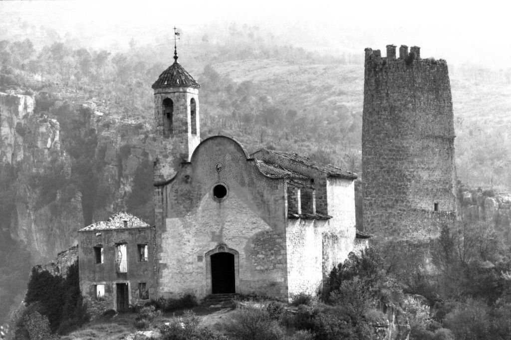 Ruins of the Church of Santa Perpetua de Gaia, in 1982, in Catalonia, Spain.