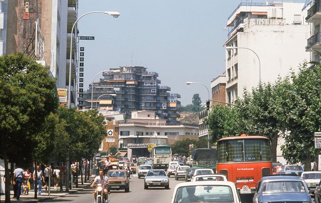 View of Marbella, 1982, Malaga, Andalusia, Spain.