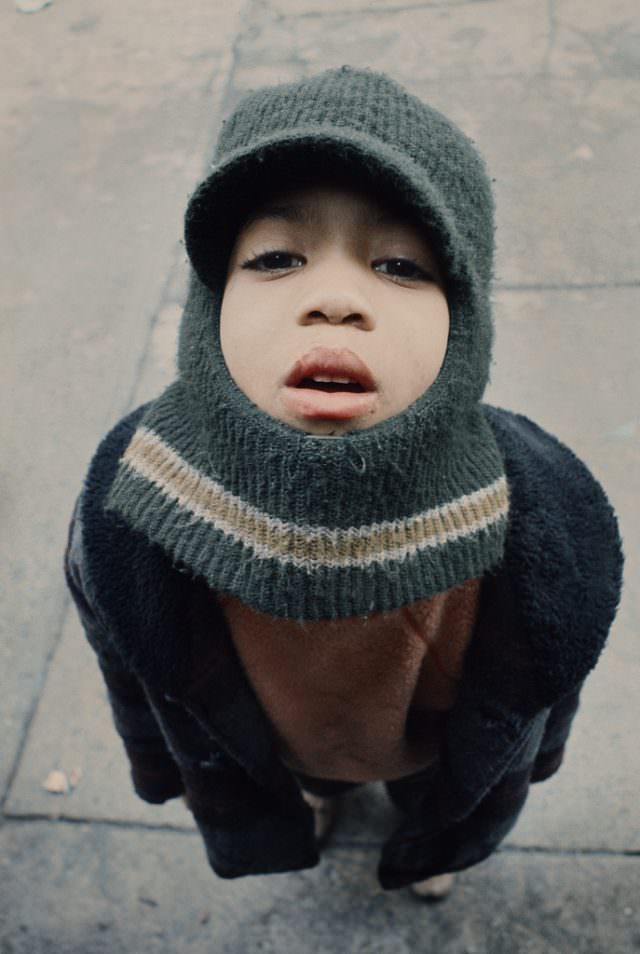 Boy looking up, South Bronx, 1970