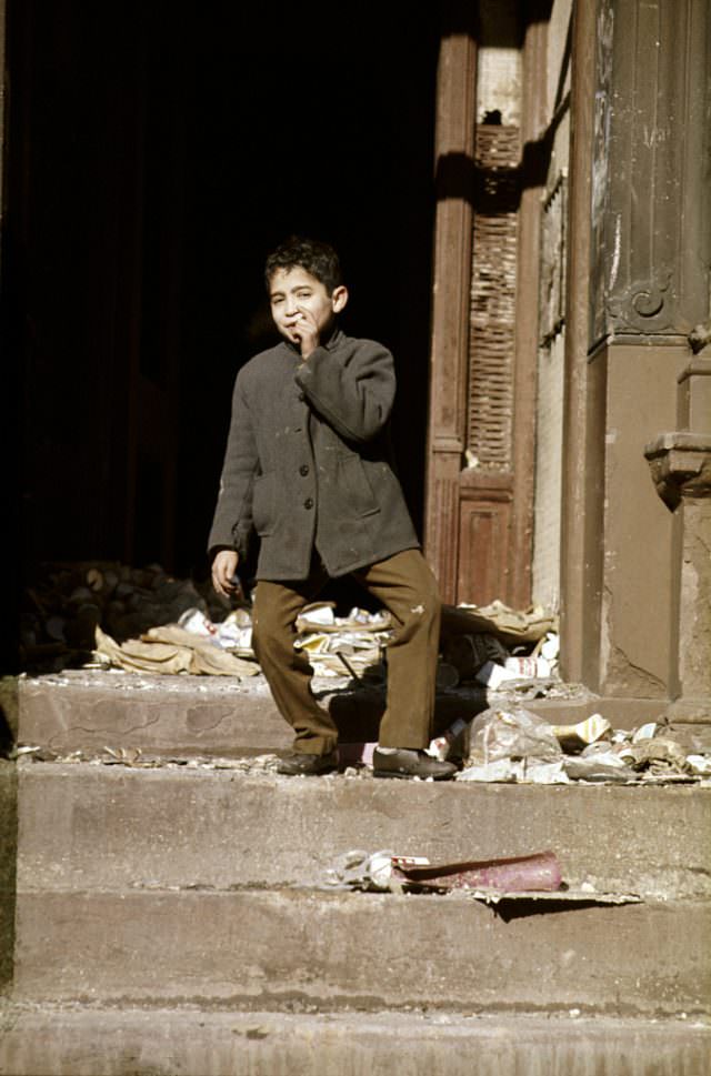 Entrance, abandoned building, 1970