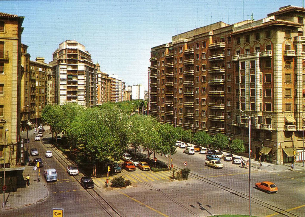 Josán Commercial Postcard. View of Paseo de Calvo Sotelo at its confluence with Avenida Goya, taken from Fernando el Católico.