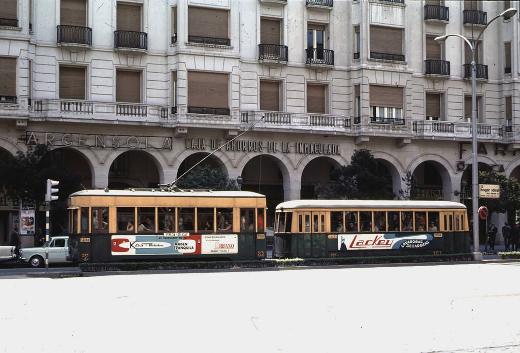 Paseo de la Independencia, with a visual of the poster advertising the Teatro Argensola, 1970