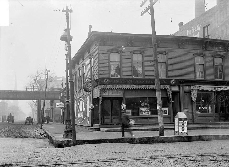 Exterior view of the Fred M. Kantzler, Jr. Saloon at 2101 South State Street in the Near South Side community area of Chicago, Illinois in 1903.