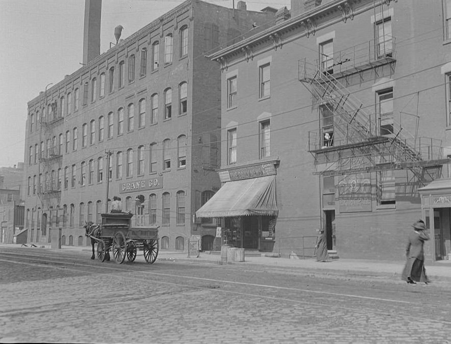 Desplaines Street near Lake Street, the site of the Haymarket affair in 1886, Chicago, Illinois, 1905