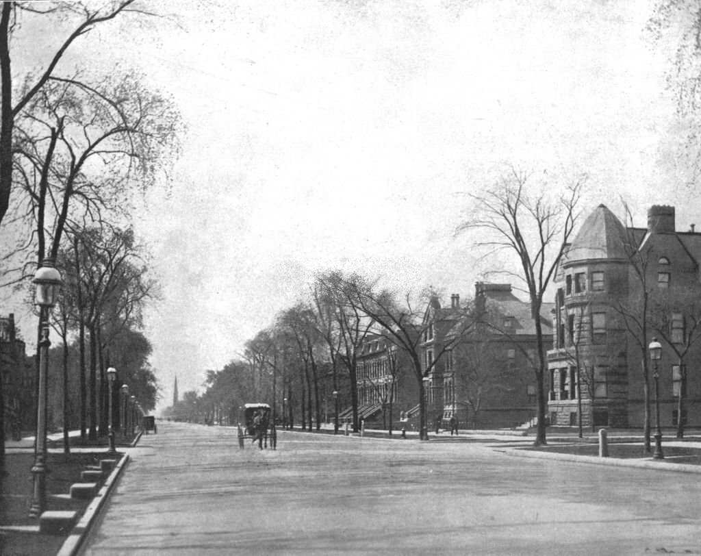 Michigan Avenue, looking south, Chicago, Illinois, 1900