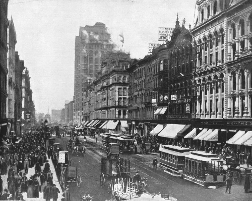 State Street, Chicago, Illinois, 1900.