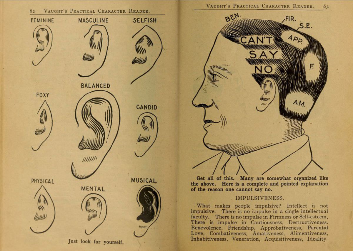 1902 Phrenology Book that determined a person's Personality based on the shape of his Head and other Facial Features