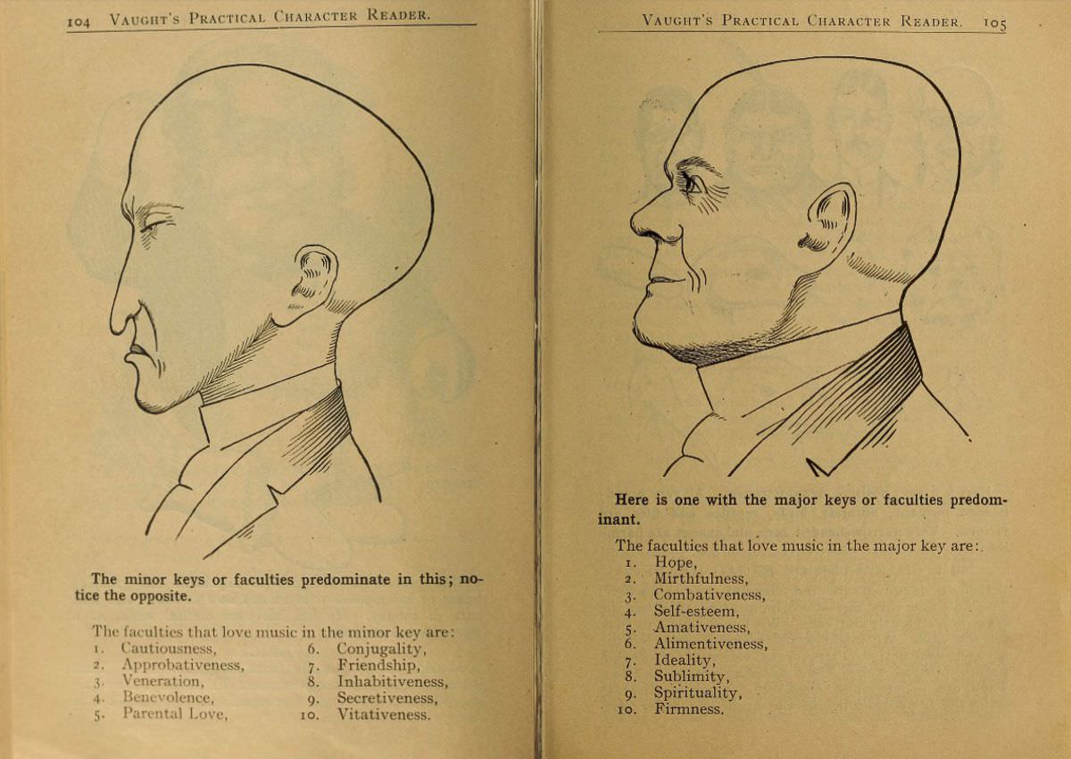 1902 Phrenology Book that determined a person's Personality based on the shape of his Head and other Facial Features