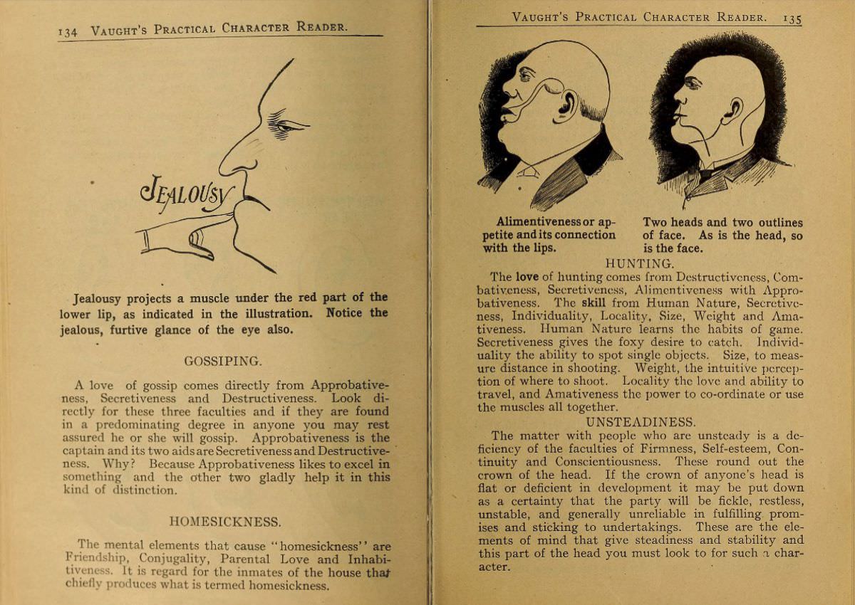 1902 Phrenology Book that determined a person's Personality based on the shape of his Head and other Facial Features