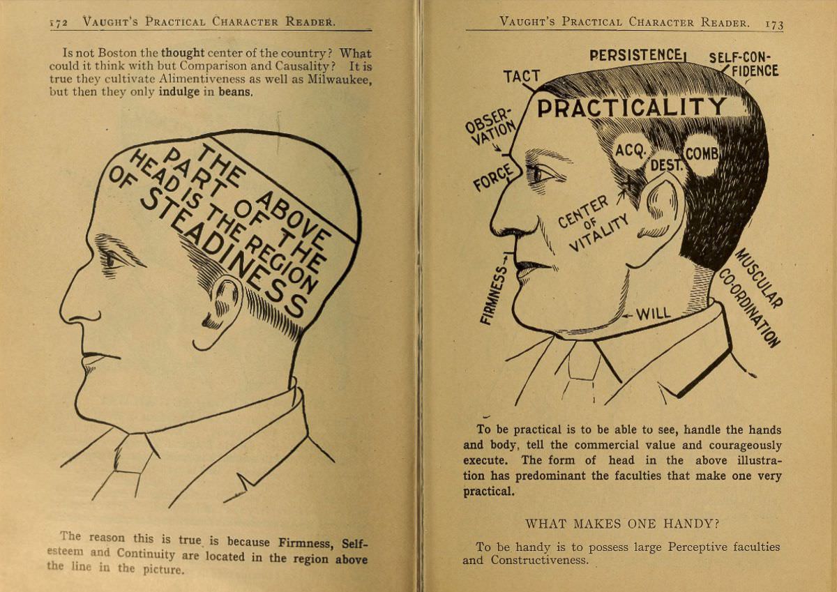 1902 Phrenology Book that determined a person's Personality based on the shape of his Head and other Facial Features