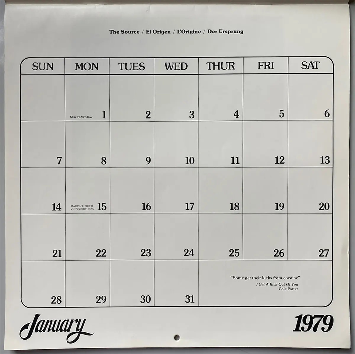 A Weird 1979 Cocaine Calendar Published in San Francisco