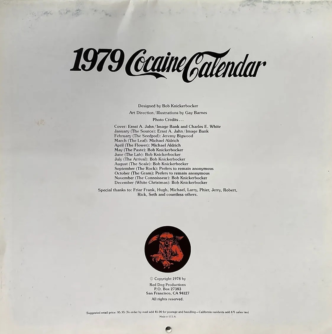 A Weird 1979 Cocaine Calendar Published in San Francisco