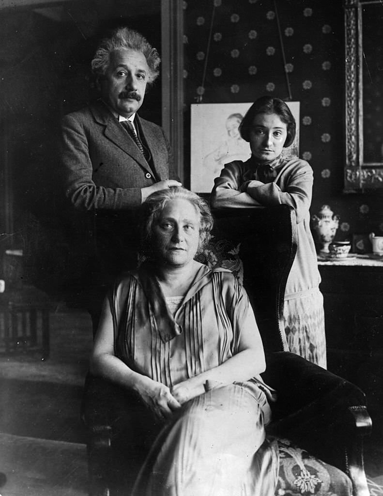 Albert Einstein with his wife Elsa and daughter Margot, at their home in Berlin, 1929