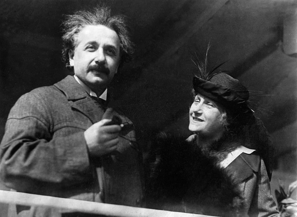 Albert Einstein with his wife Elsa, 1929