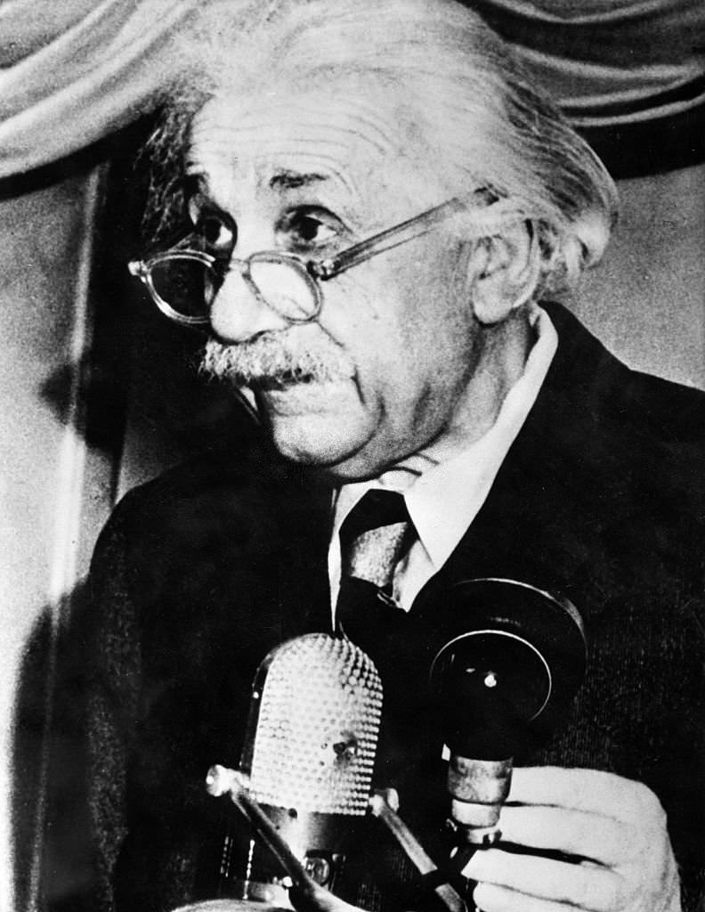 Albert Einstein during a speech
