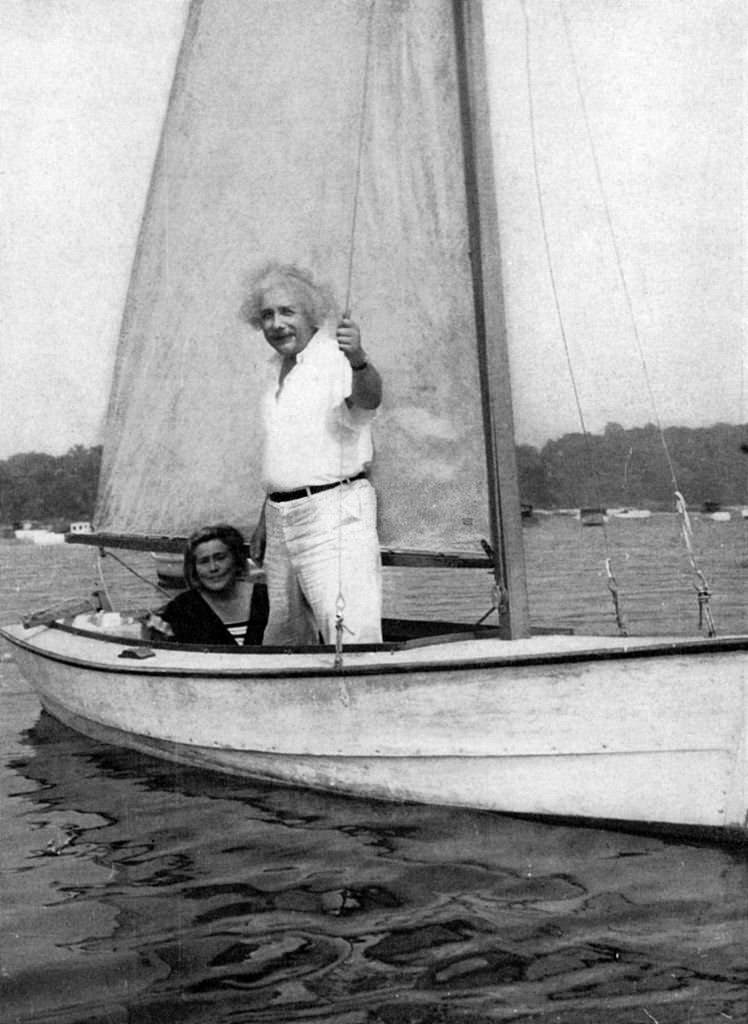 Albert Einstein sailing.